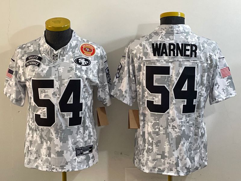 Youth San Francisco 49ers #54 Warner Nike Arctic Camo 2024 Salute to Service Limited NFL Jersey style 2->women nfl jersey->Women Jersey